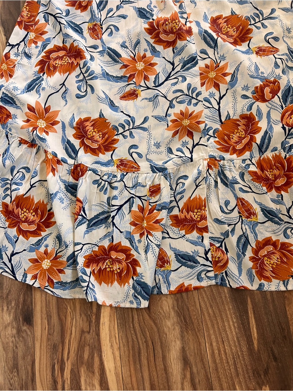 Anthropologie Abel the Label Maxi Dress Floral Sz Large Orange and Blue Hi Low - Picture 6 of 10